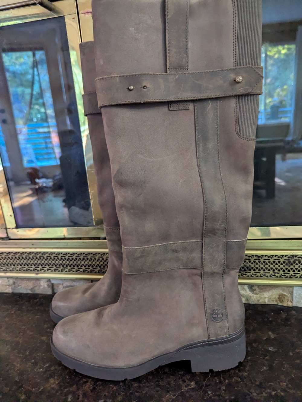 Timberland Gray Nubuck Women's Tall Moto Boots